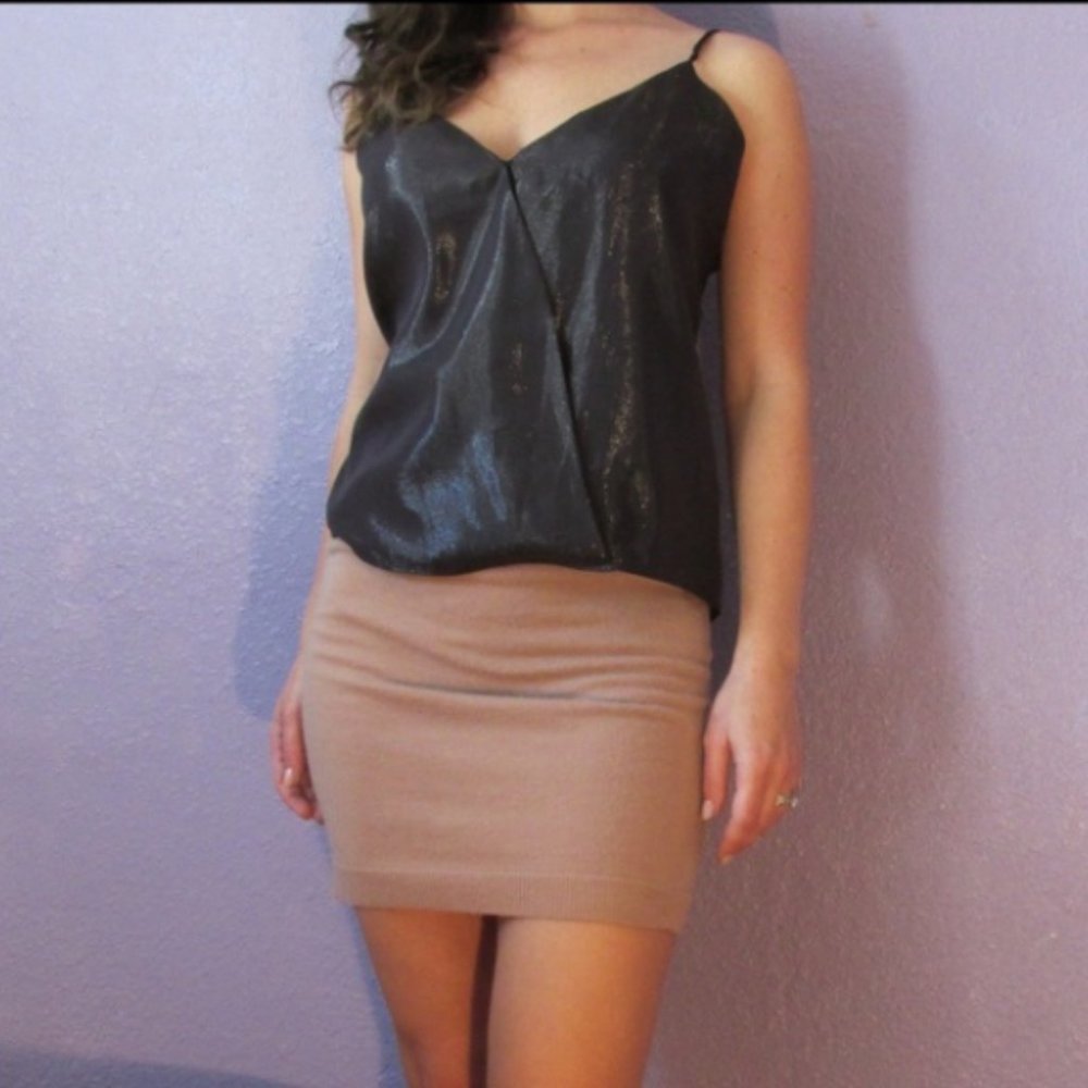 PARKER black shimmer draped silk top GORGEOUS